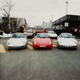 Employees out looking at the new 959s. Undated Porsche archival photo.